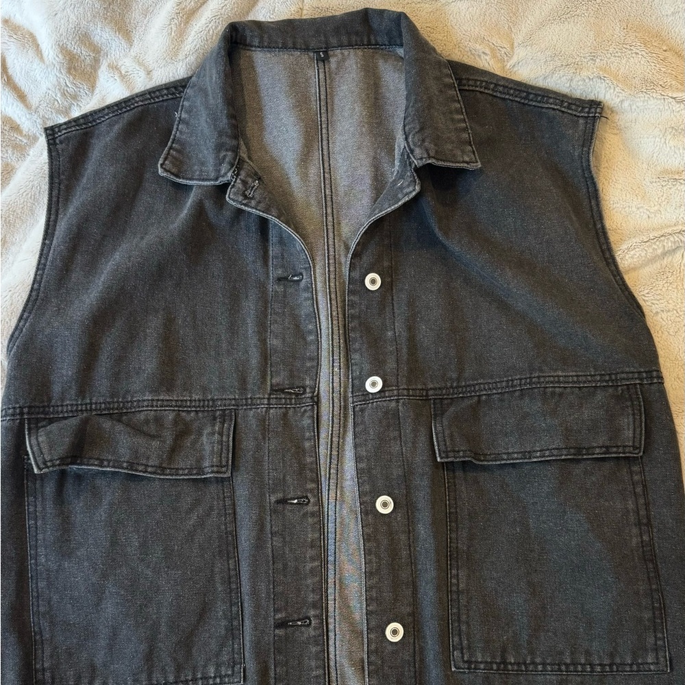 Men's Black Denim Vest